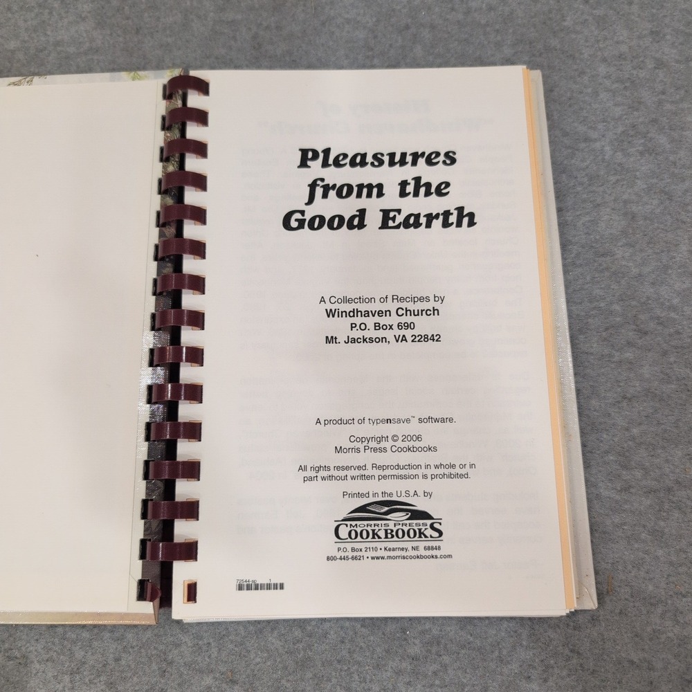 Pleasures from the Good Earth Windhaven Church Cookbook Mt Jackson Virginia 2006 - Picture 2 of 2